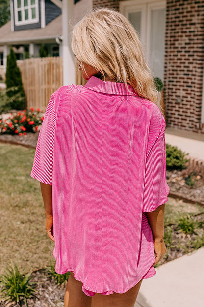 Tour The Town Pleated Top In Pink Curves