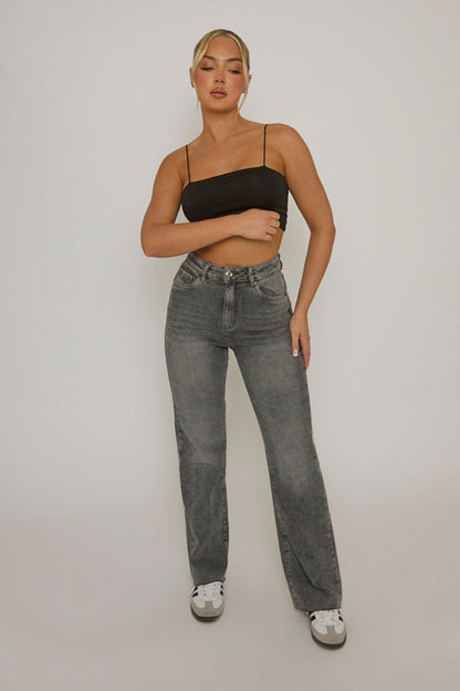 Black Basic Strappy Crop Top - Rosaria