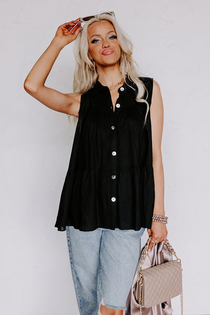 Country Club Cuteness Button Up in Black