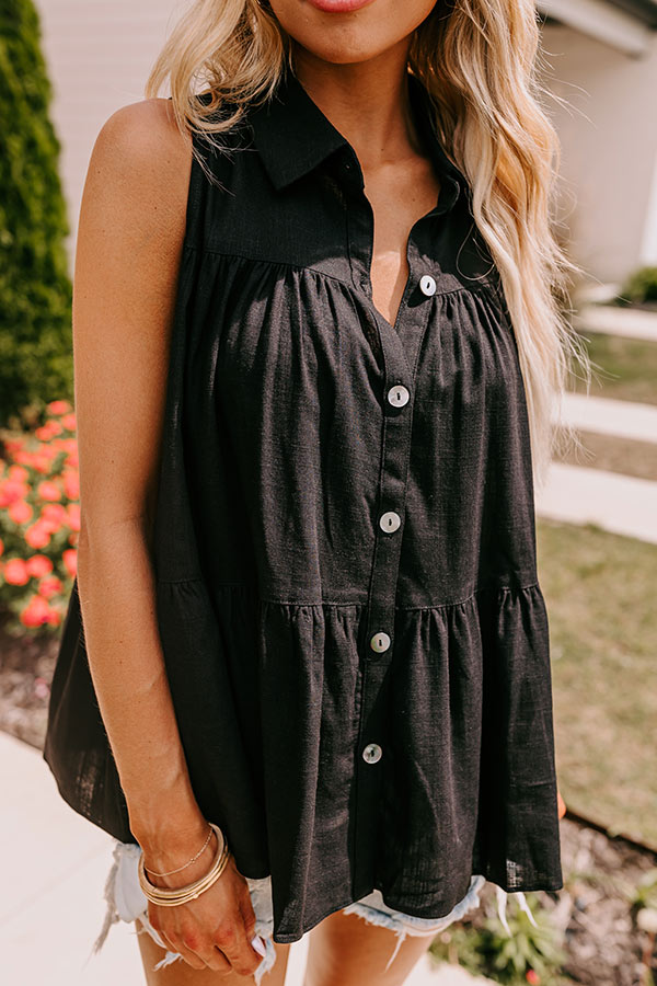 Country Club Cuteness Button Up in Black