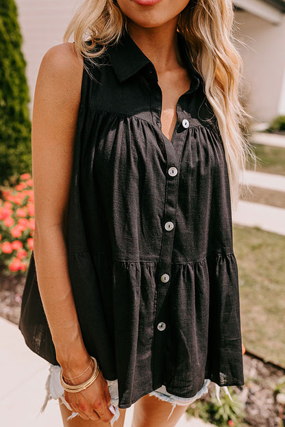 Country Club Cuteness Button Up in Black