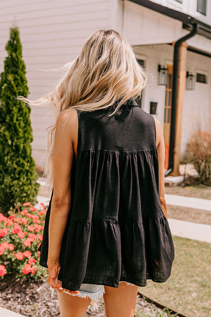 Country Club Cuteness Button Up in Black