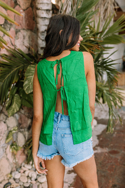 Classic And Keen Linen-Blend Top In Green