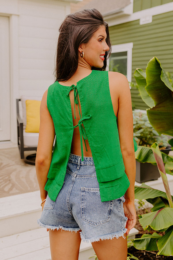 Classic And Keen Linen-Blend Top In Green
