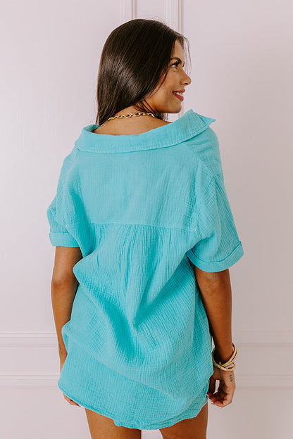 Coastal Bliss Top In Sky Blue