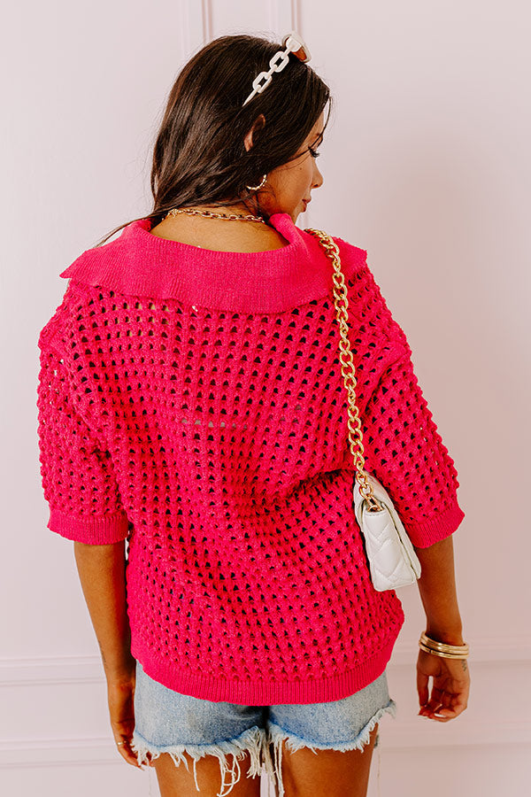 Beachside Bliss Knit Top In Hot Pink