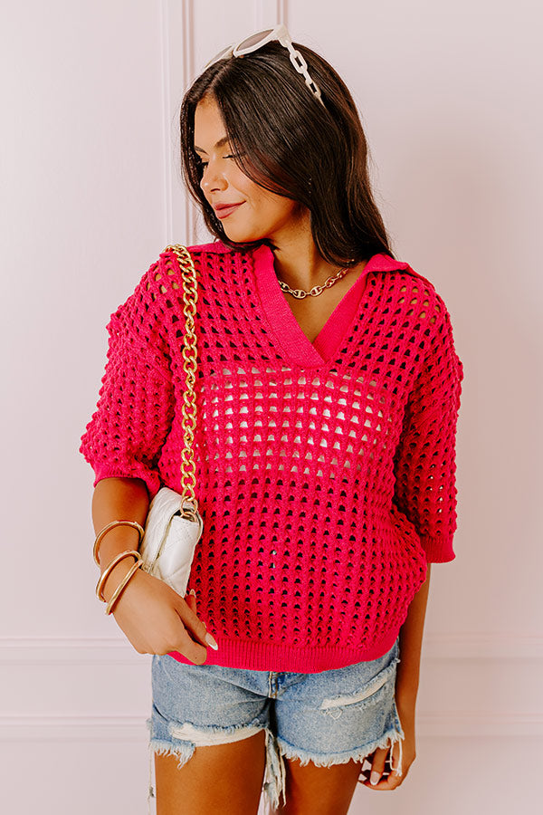 Beachside Bliss Knit Top In Hot Pink
