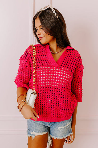 Beachside Bliss Knit Top In Hot Pink