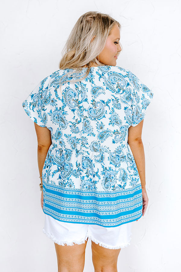Blossom Boulevard Babydoll Top In Blue Curves