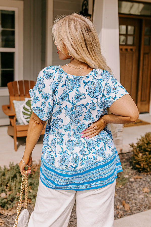Blossom Boulevard Babydoll Top In Blue Curves