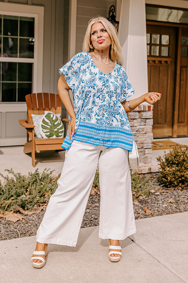 Blossom Boulevard Babydoll Top In Blue Curves
