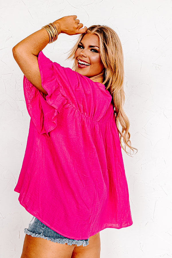 Divine Downtime Button Up in Hot Pink