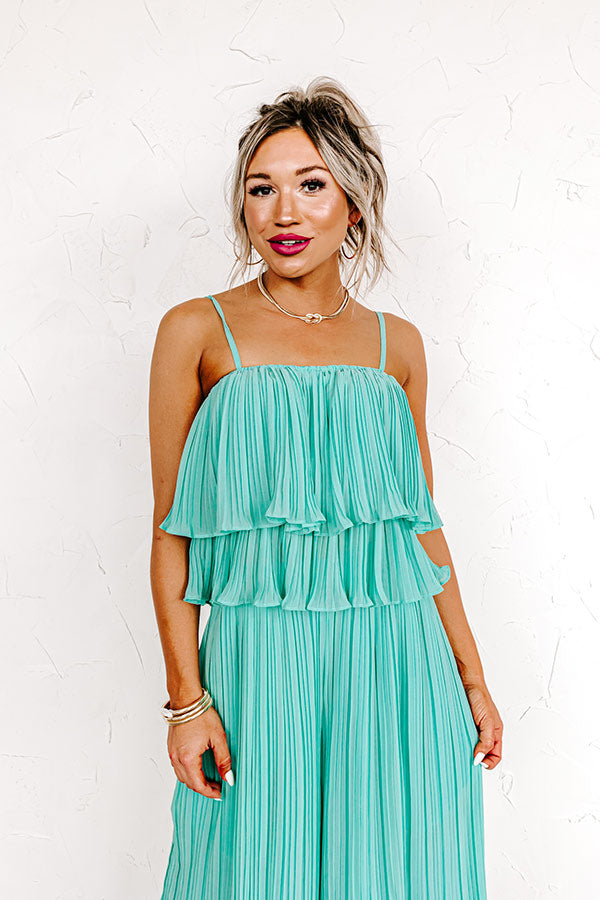 Visiting Italy Pleated Top In Aqua