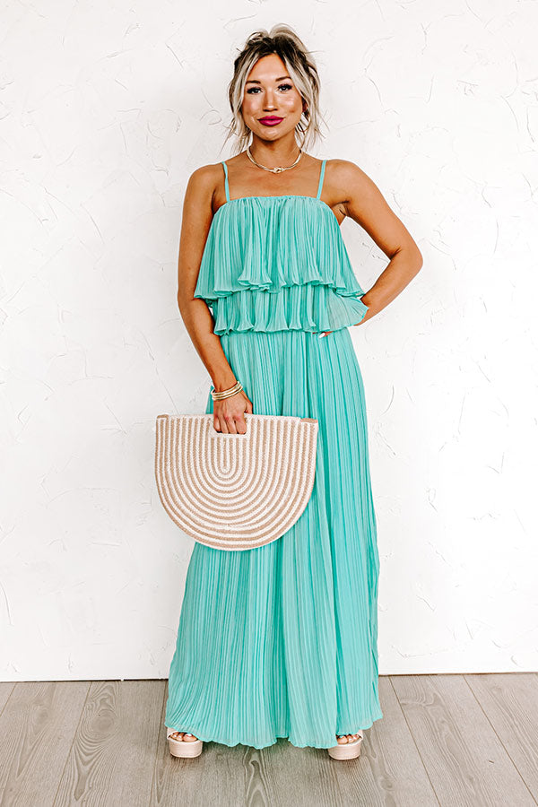 Visiting Italy Pleated Top In Aqua