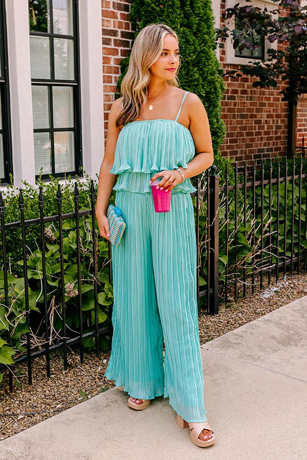 Visiting Italy Pleated Top In Aqua