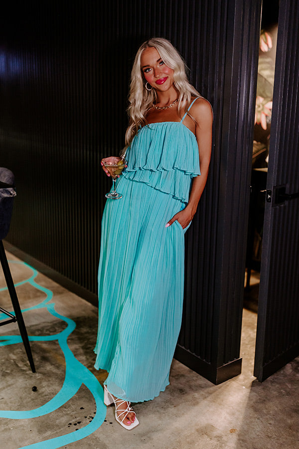 Visiting Italy Pleated Top In Aqua
