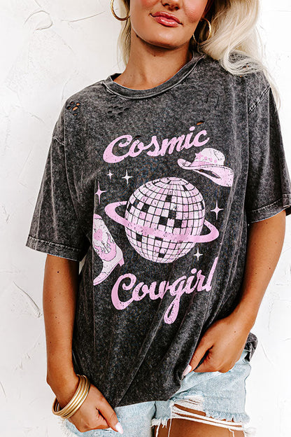 Cosmic Cowgirl Distressed Boyfriend Tee