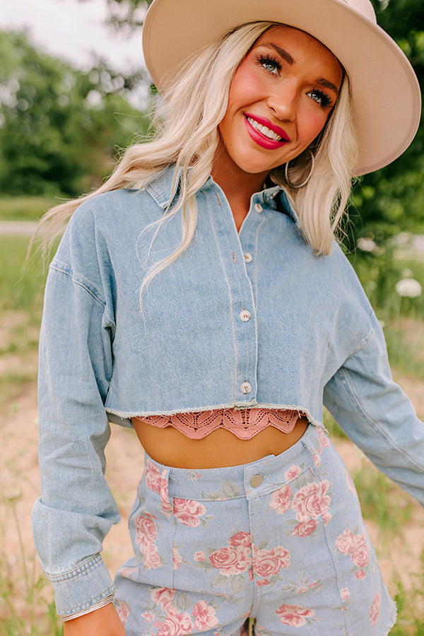 Subtly In Love Chambray Crop Top