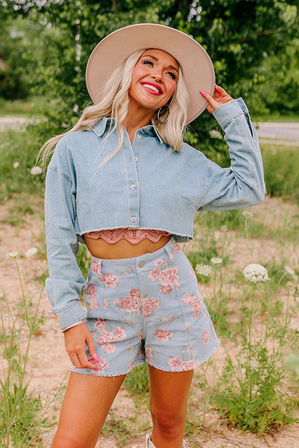 Subtly In Love Chambray Crop Top