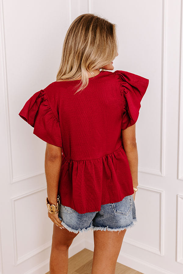 Endless Charisma Peplum Top in Red