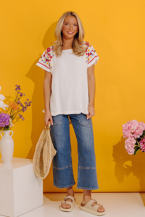 Loving The Sun Embroidered Top In White