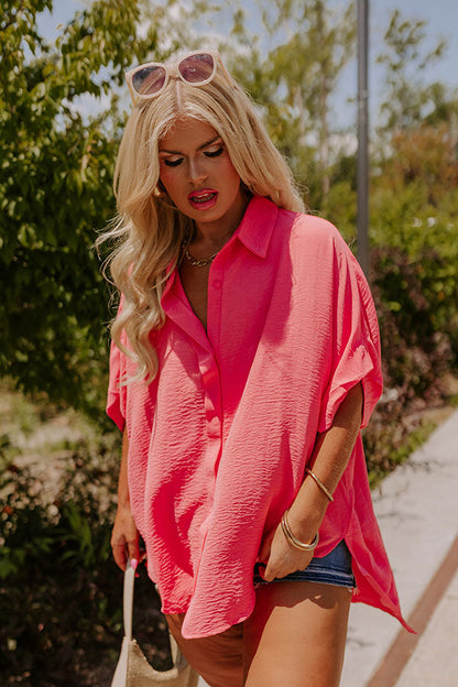 Destined For Decadence Button Up In Coral Curves