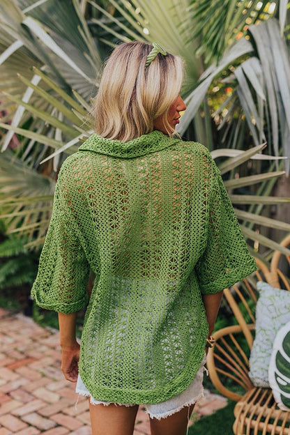 Adventure Seeker Crochet Top In Lime