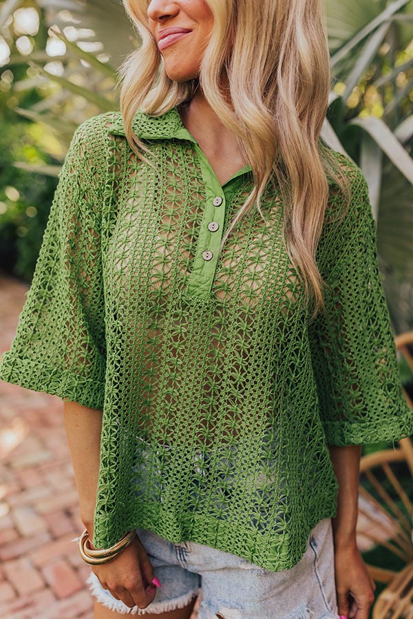 Adventure Seeker Crochet Top In Lime