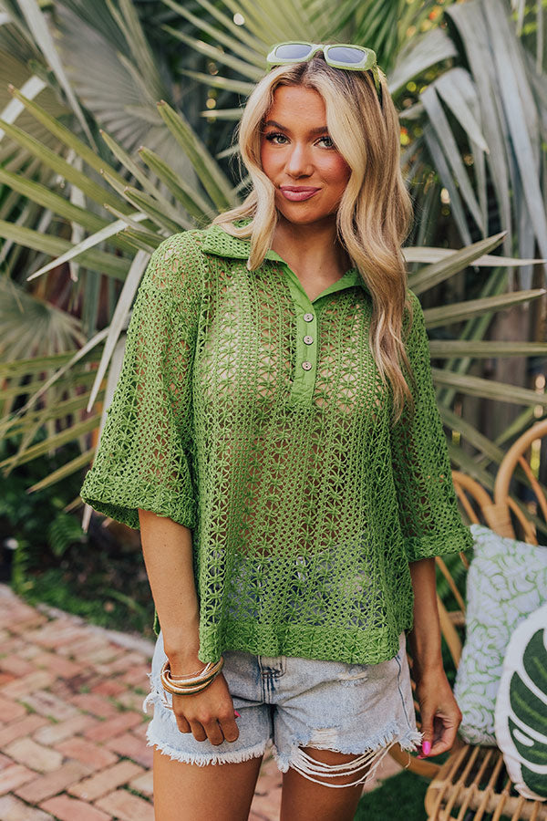 Adventure Seeker Crochet Top In Lime