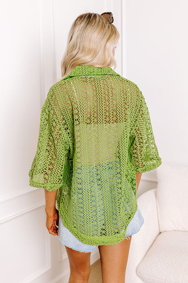 Adventure Seeker Crochet Top In Lime