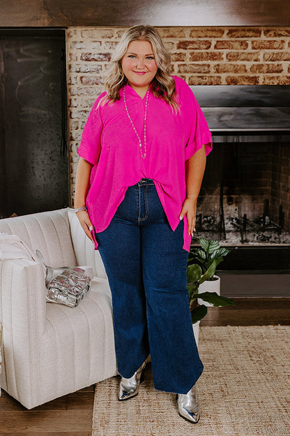 City Escape Shift Top in Hot Pink Curves
