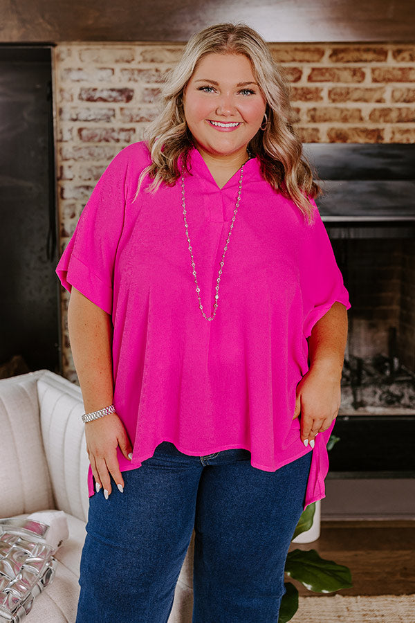City Escape Shift Top in Hot Pink Curves