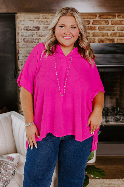 City Escape Shift Top in Hot Pink Curves