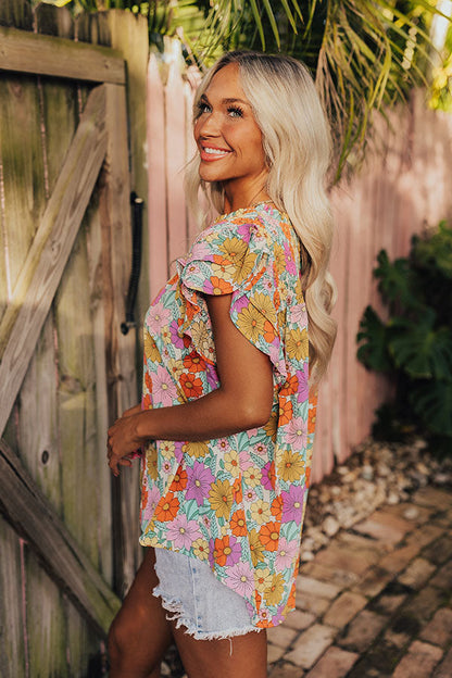 Floral Galore Shift Top In Violet