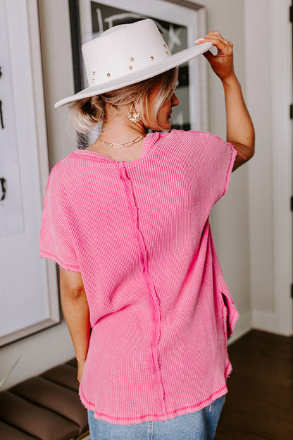 Visions Of You Waffle Knit Top In Pink