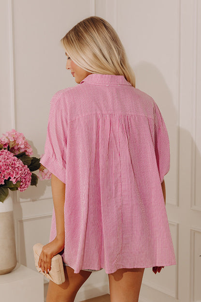 Casually Chic Stripe Button Up In Pink