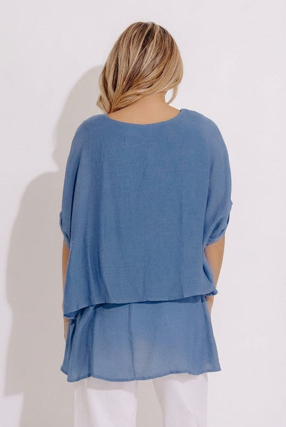 Tranquil Time Shift Top In Airy Blue