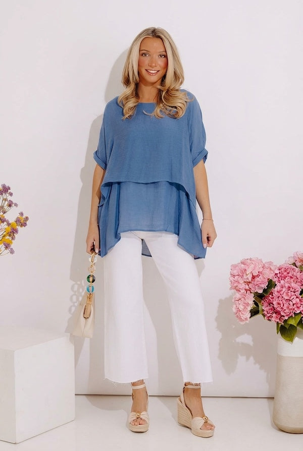 Tranquil Time Shift Top In Airy Blue