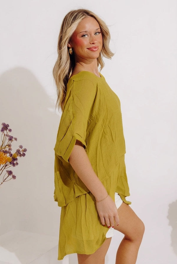 Tranquil Time Shift Top In Lime Punch
