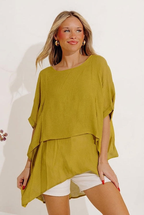 Tranquil Time Shift Top In Lime Punch