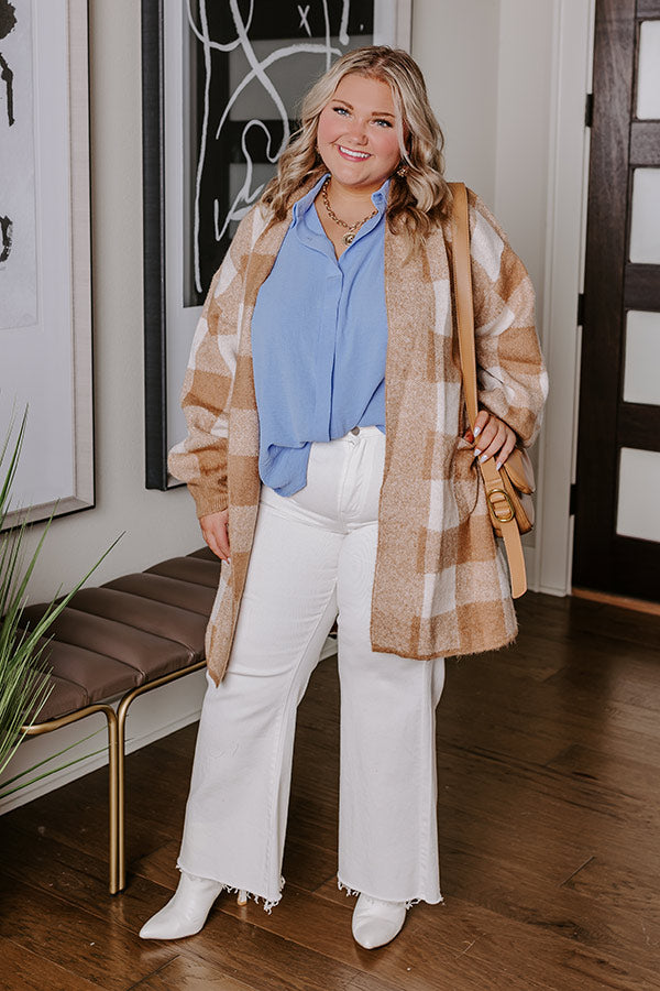Destined For Decadence Button Up In Sky Blue Curves