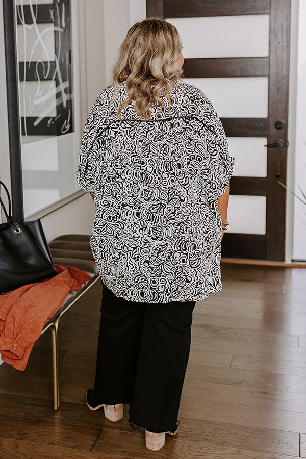 Daylight Mix Button Up In Black Curves