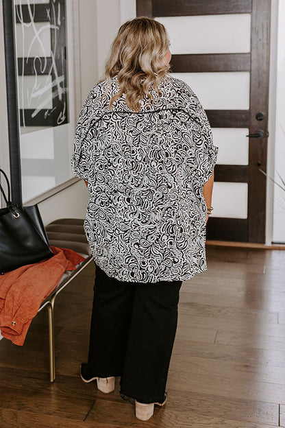 Daylight Mix Button Up In Black Curves