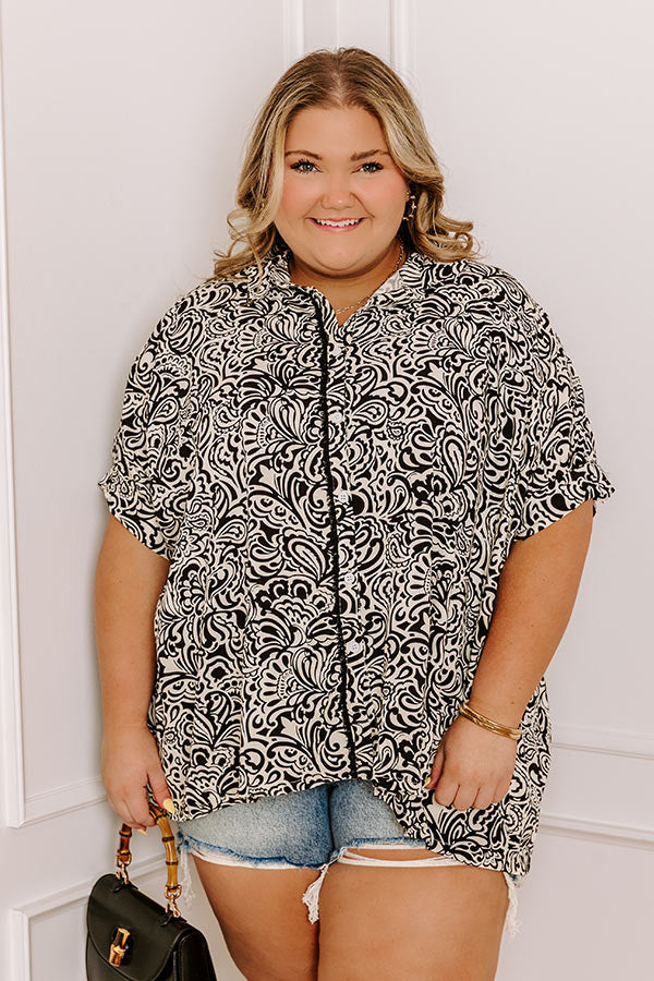 Daylight Mix Button Up In Black Curves