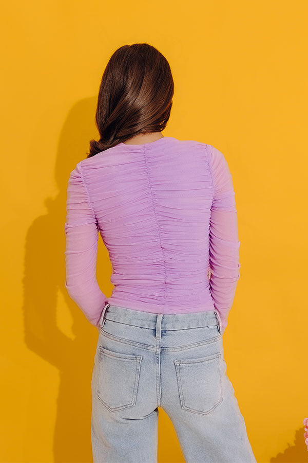 Timeless Classic Ruched Top In Lavender