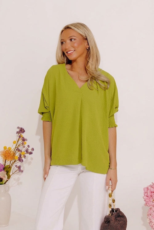 Luxe Lane Shift Top In Lime
