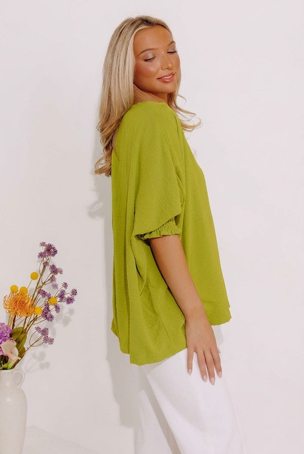 Luxe Lane Shift Top In Lime