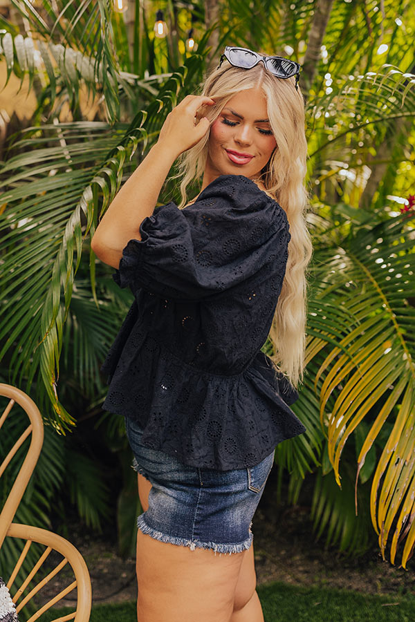 The Next Chapter Eyelet Top In Black Curves