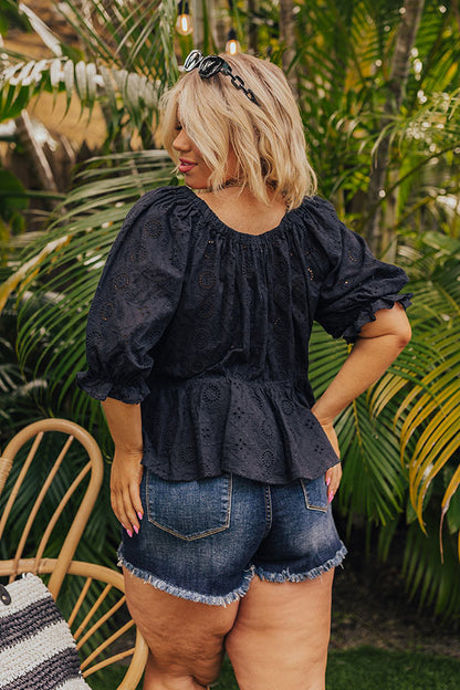 The Next Chapter Eyelet Top In Black Curves