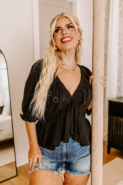 The Next Chapter Eyelet Top In Black Curves